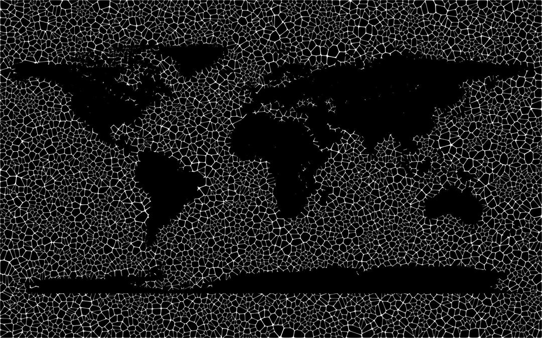 Inverse Tiled Wireframe World Map Black png transparent