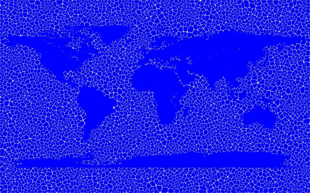 Inverse Tiled Wireframe World Map Blue png transparent
