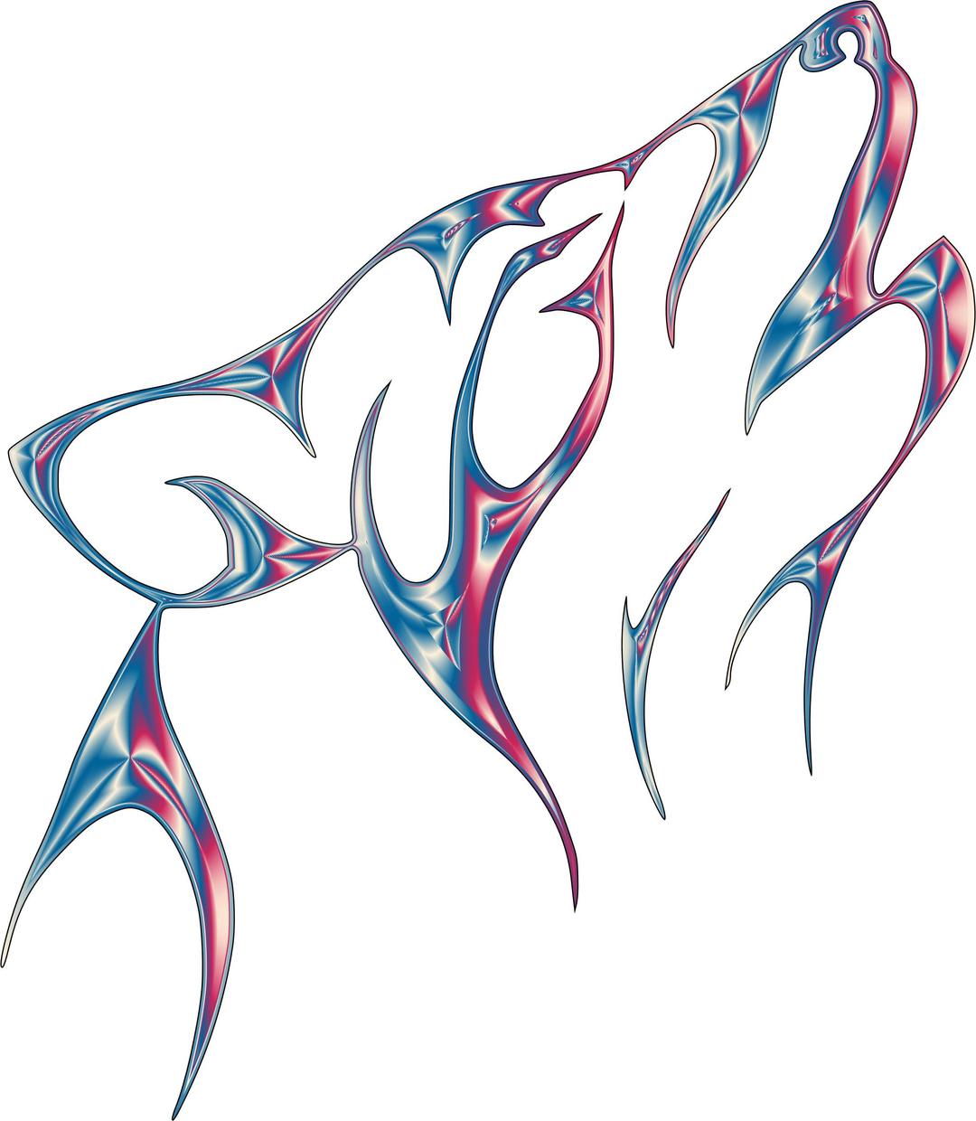 Iridescent Chrome Tribal Wolf No Background png transparent