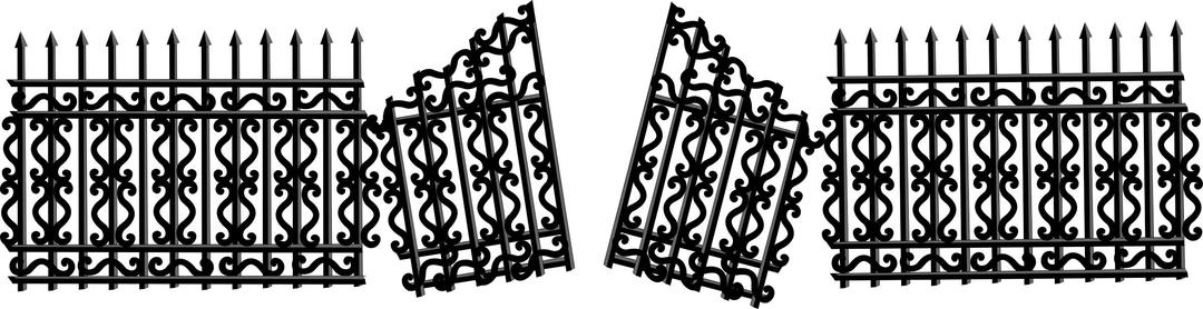 Iron Fence with Broken Gate png transparent
