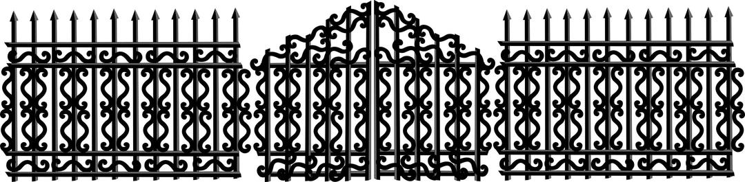 Iron Fence with Gate png transparent