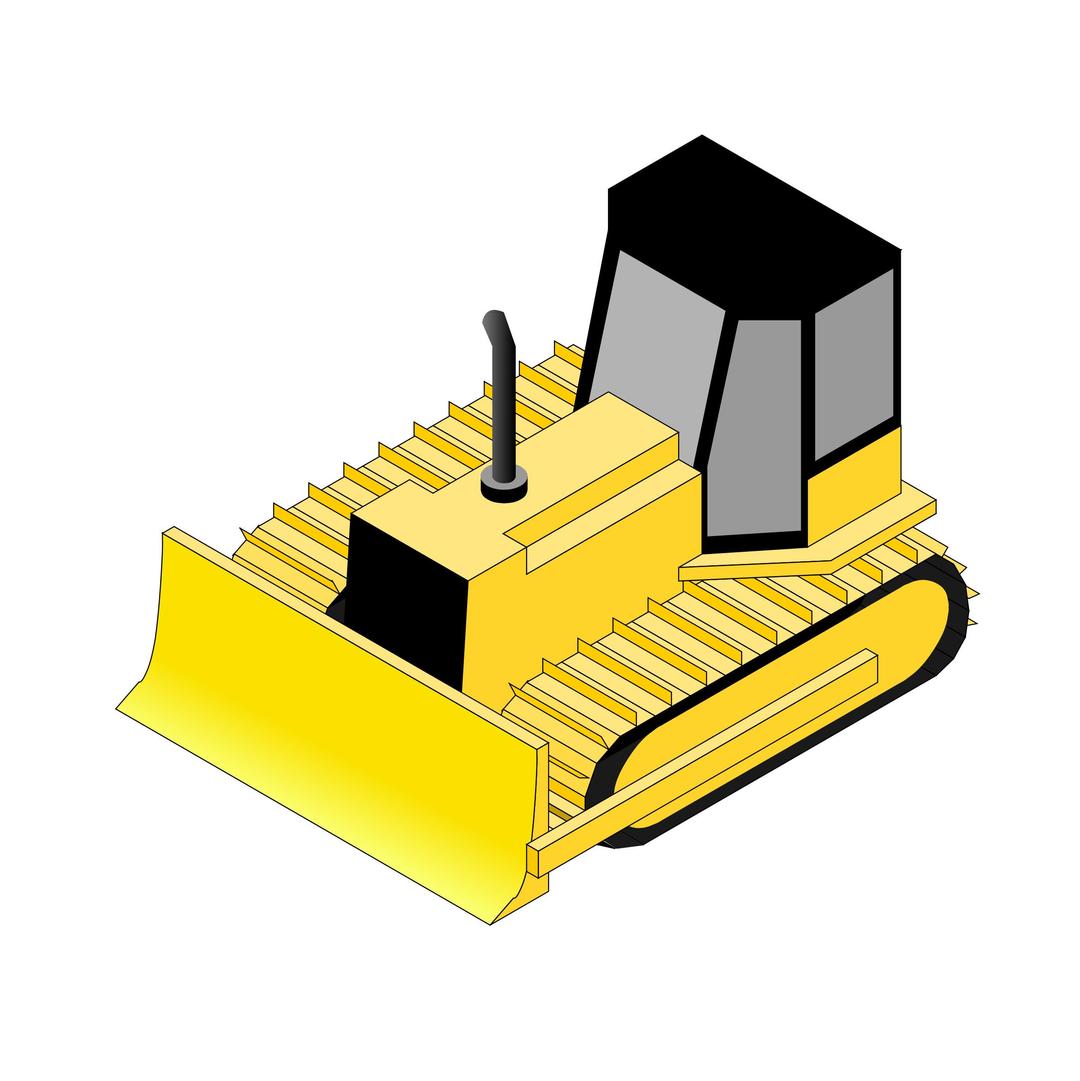 Isometric bulldozer Animation png transparent