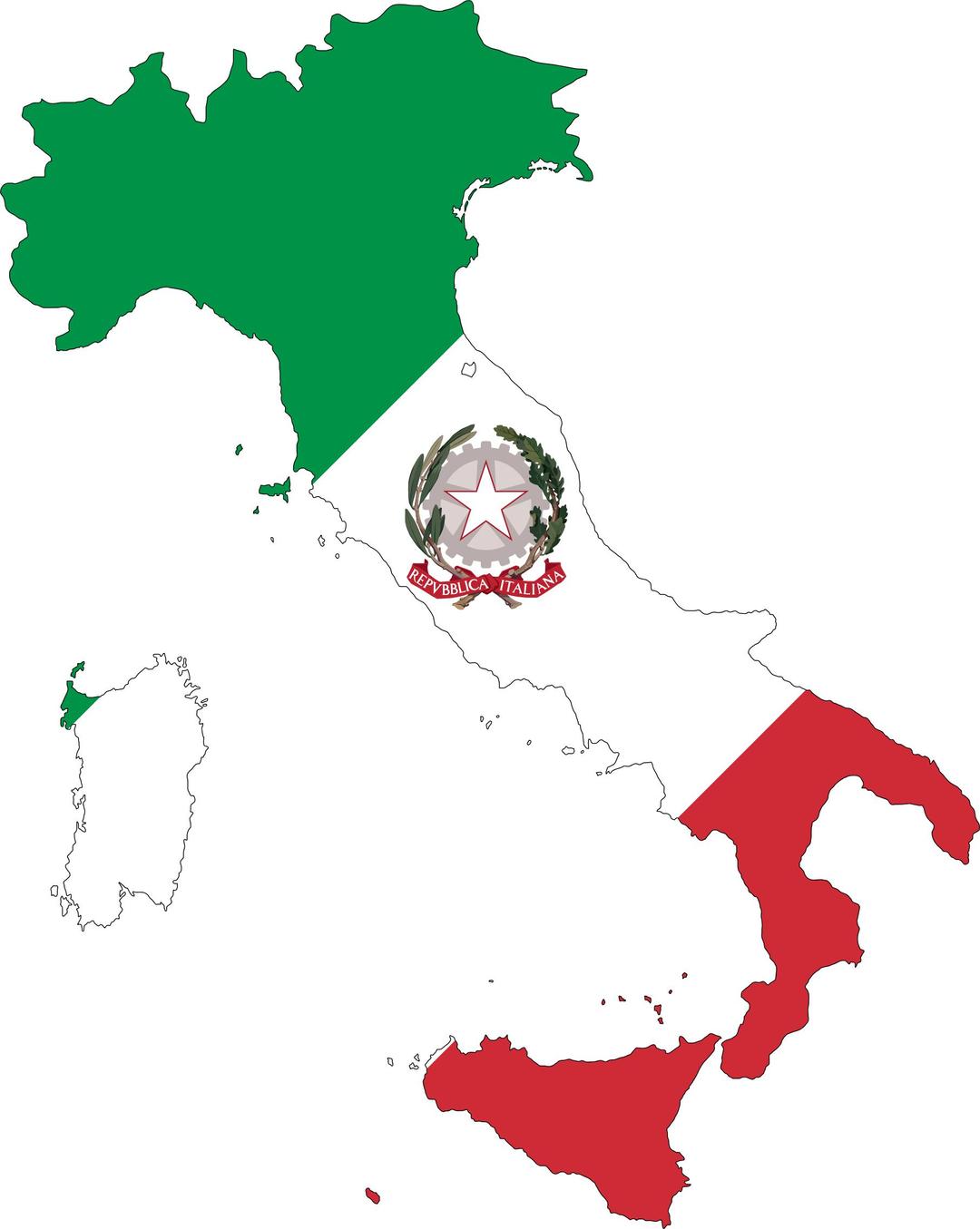 Italy Map Flag With Stroke And Emblem png transparent
