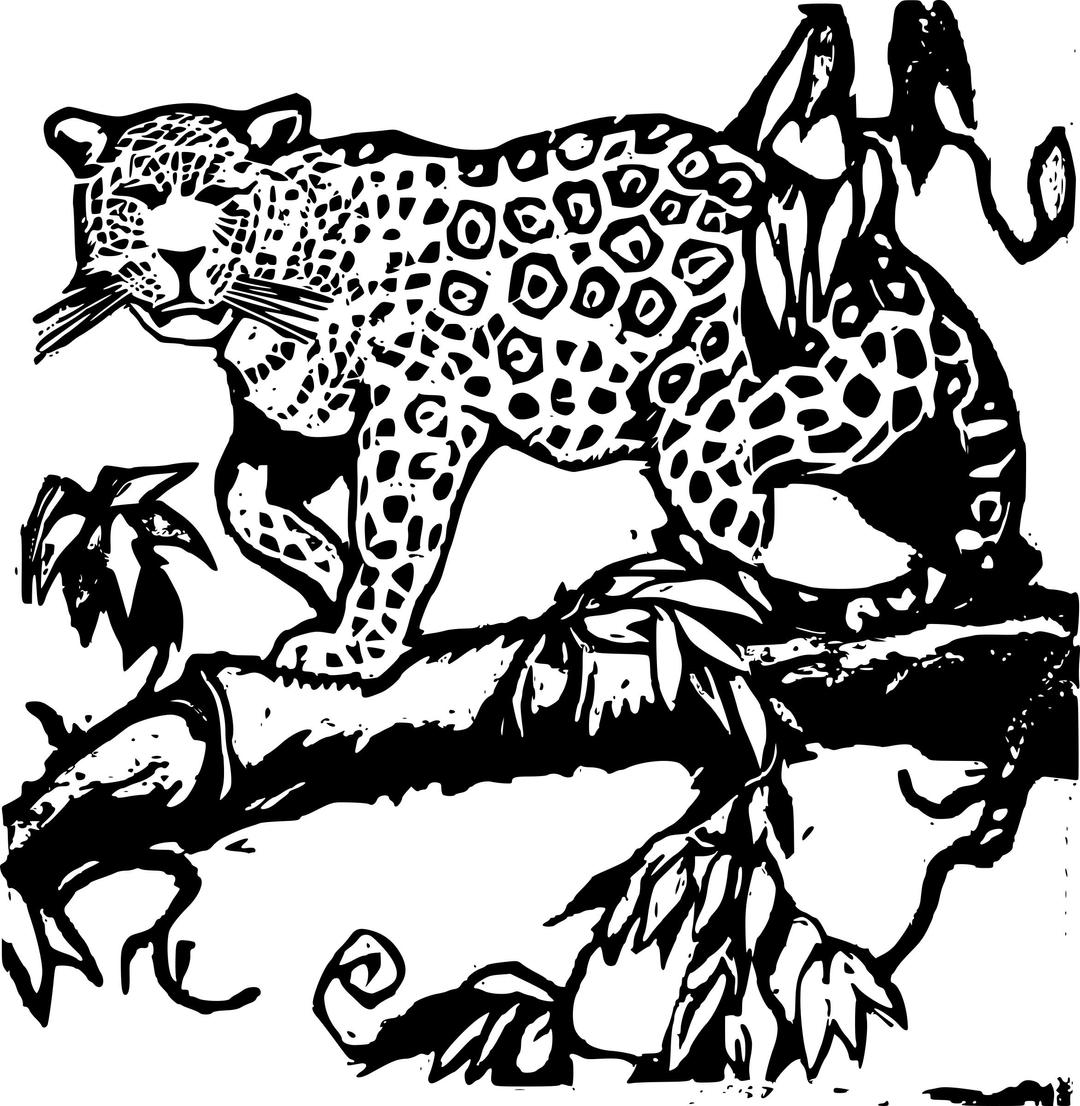 jaguar wood cut png transparent