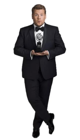 James Corden Holding Tony Award png transparent
