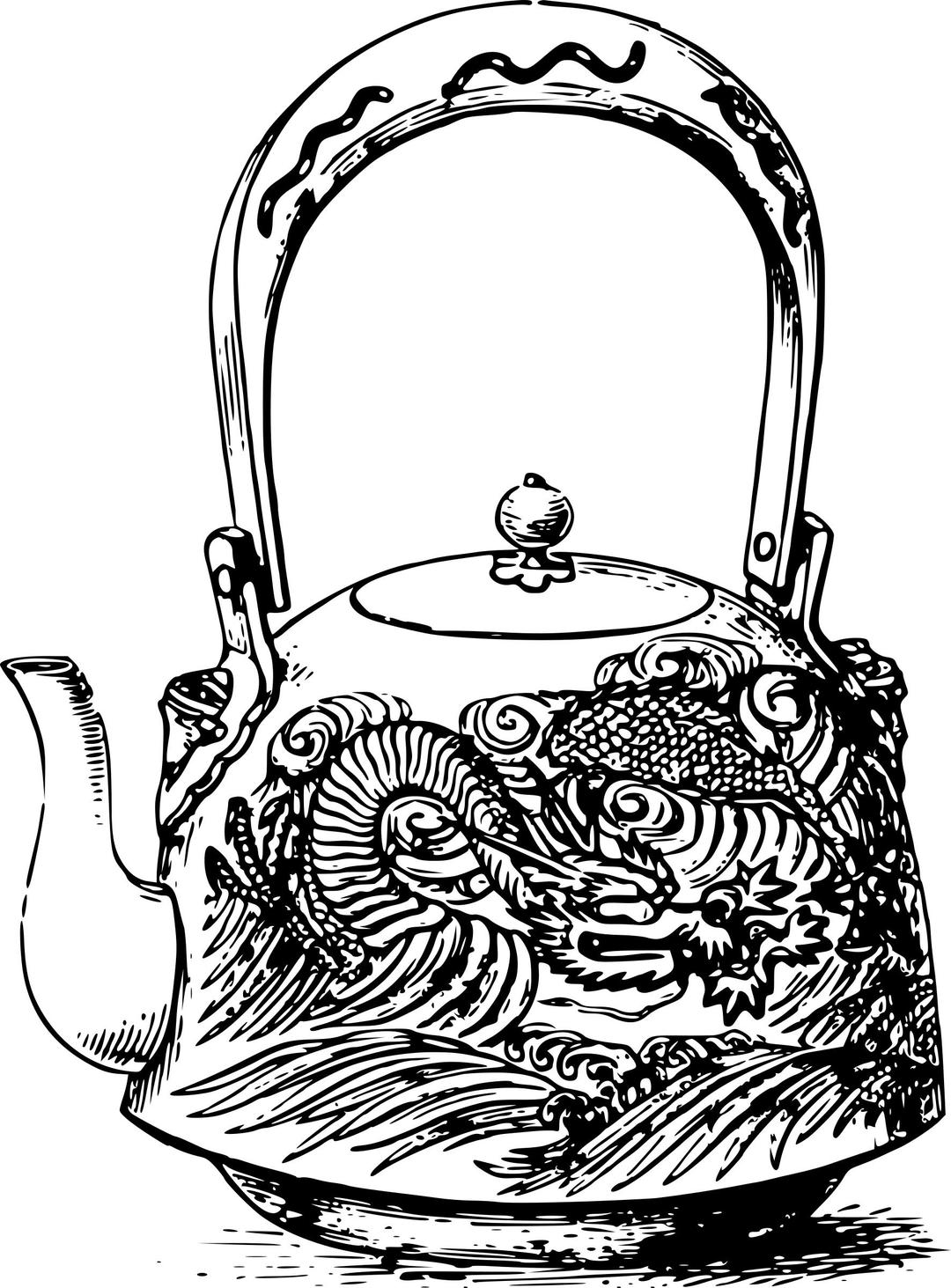 Japanese dragon teapot png transparent