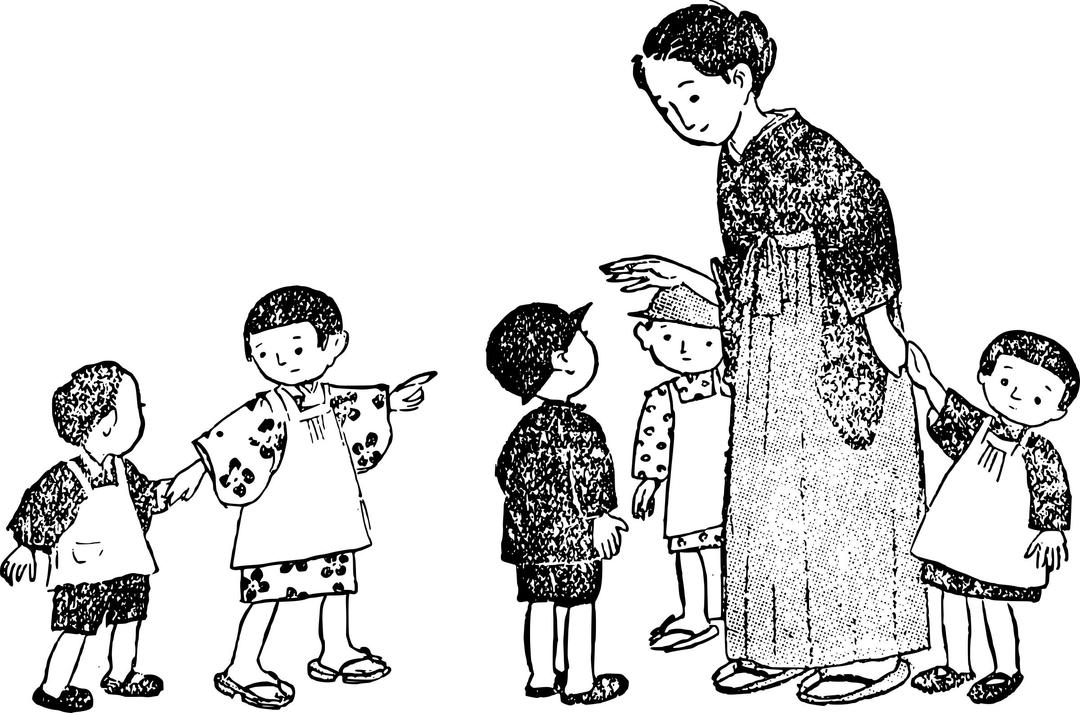 Japanese Mama and Many Kids png transparent