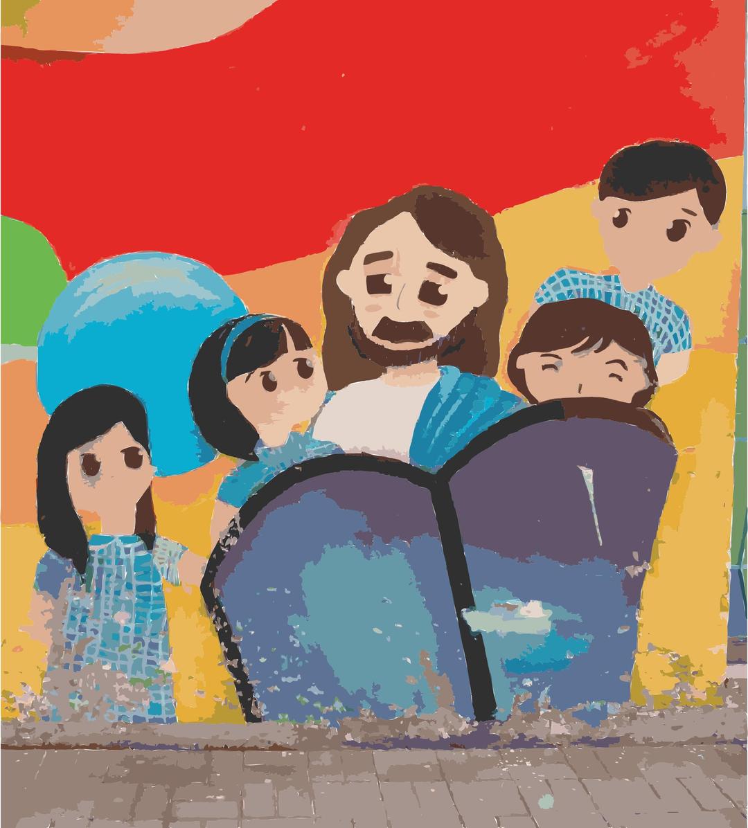 Jesus and Some Kids png transparent