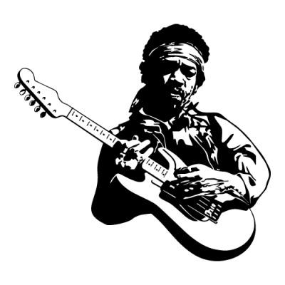 Jimi Hendrix With Guitar Clipart png transparent