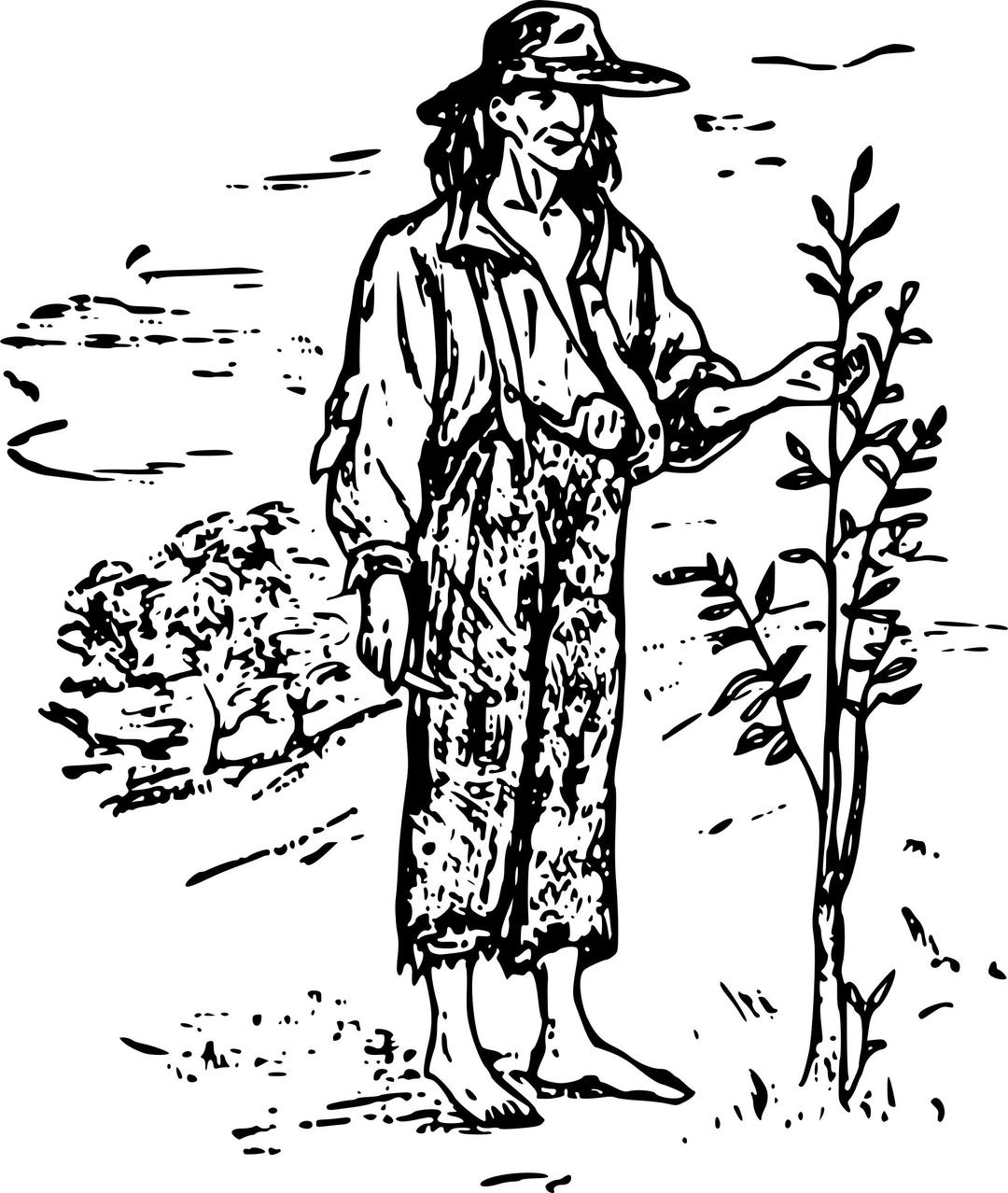 Johnny Appleseed and Tree png transparent