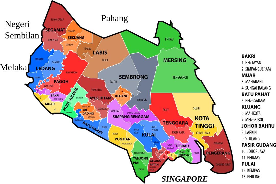Johor new electoral map png transparent