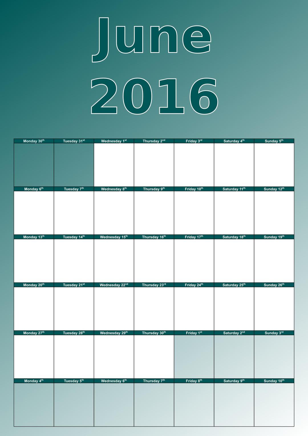 June calendar png transparent