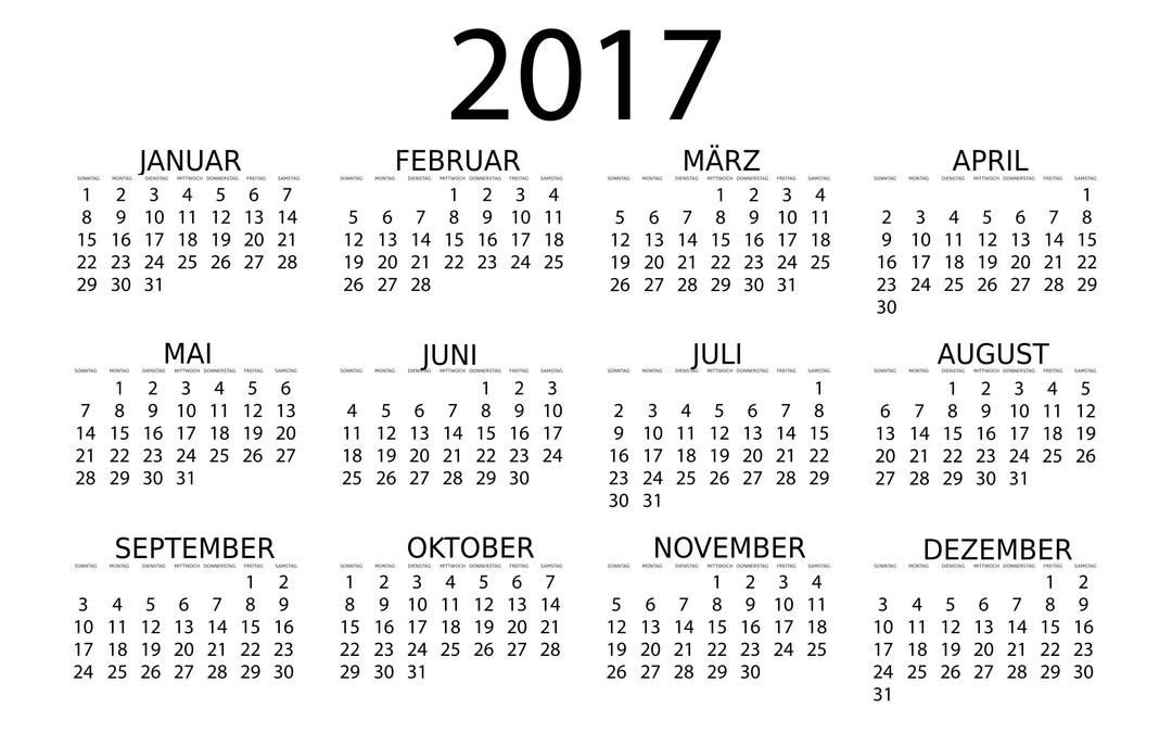 Kalender 2017 Deutsch png transparent