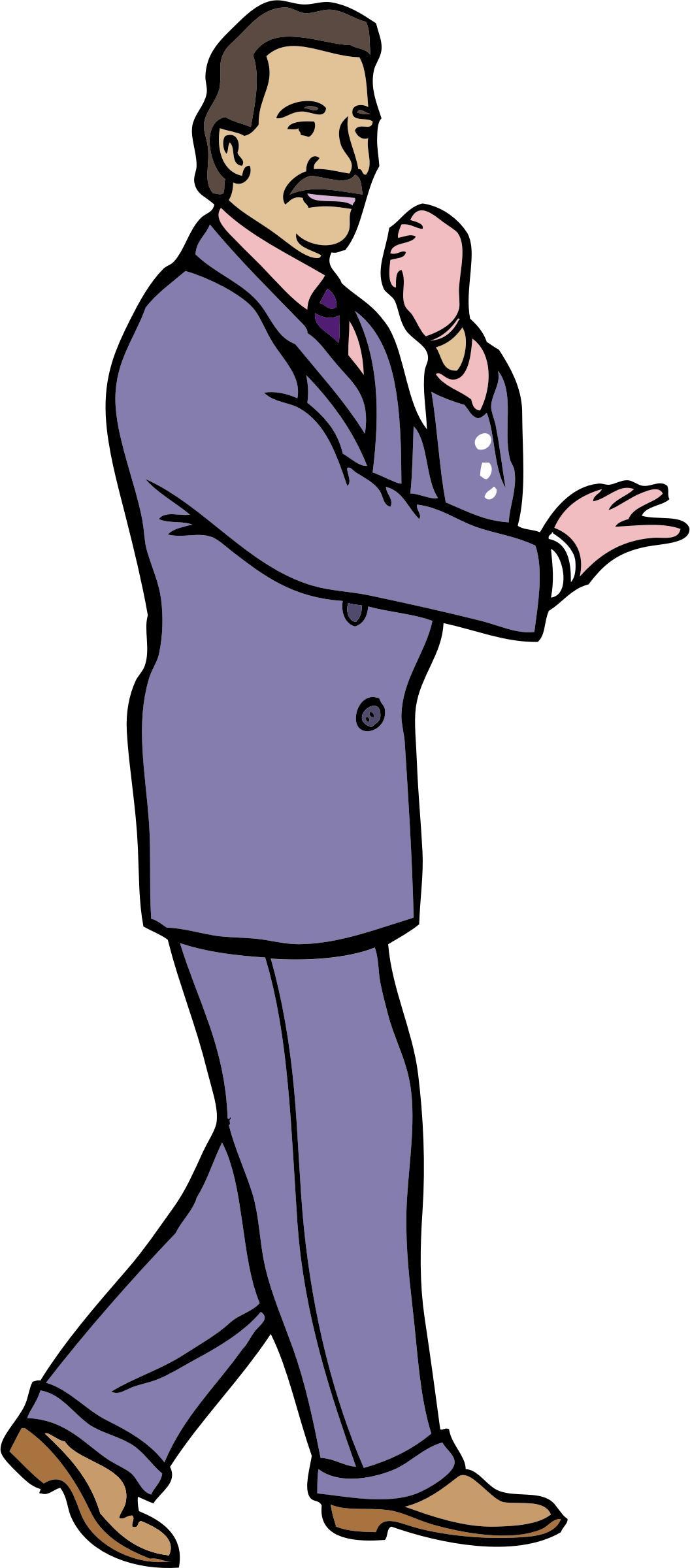 Karate guy in a fashionable purple suit w/ gloves png transparent