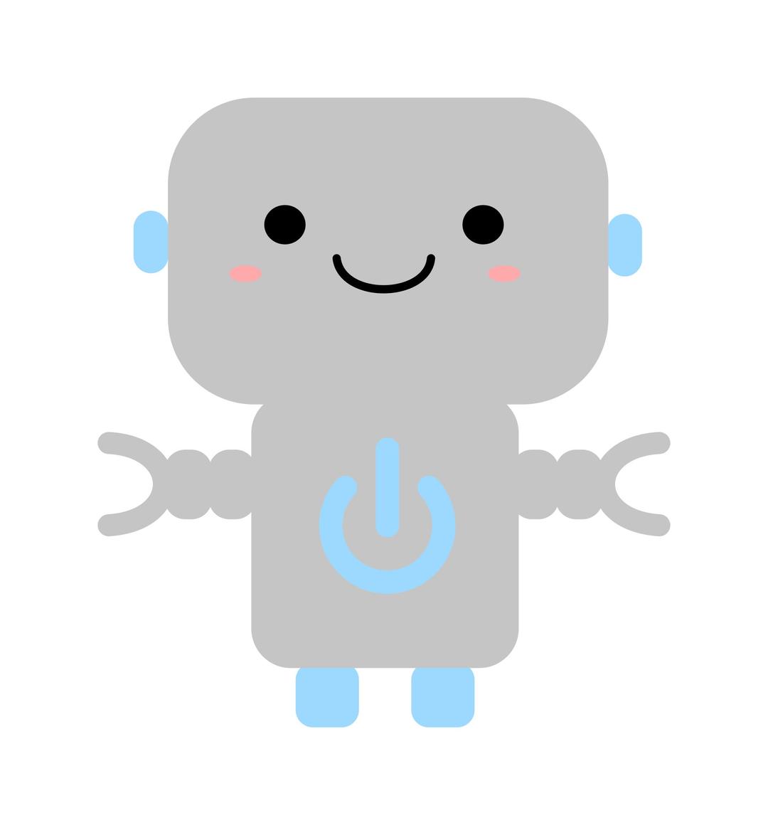 Kawaii Robot with Power Symbol png transparent