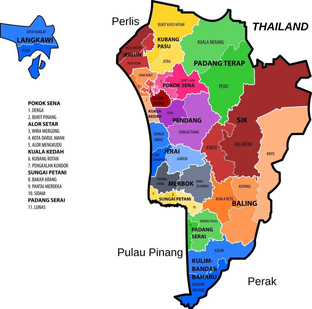 Kedah new electoral map png transparent