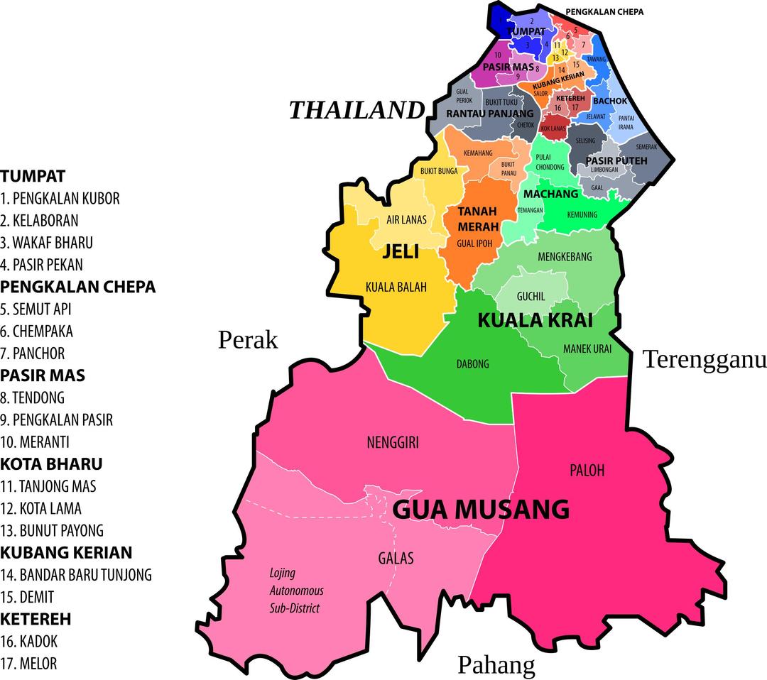 Kelantan new electoral map png transparent