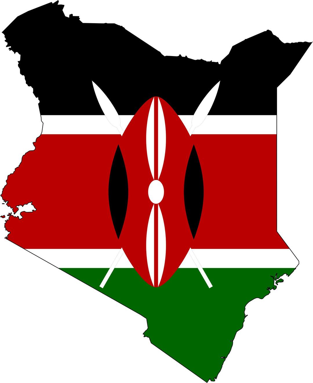Kenya Flag Map With Stroke png transparent