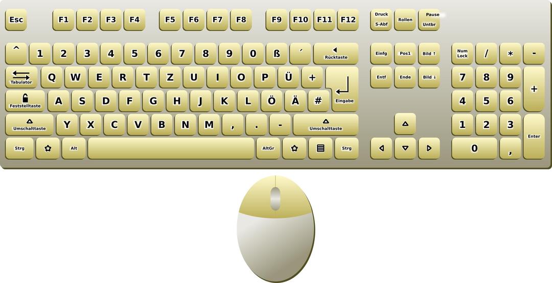 Keyboard (German layout) and mouse—top-down view png transparent
