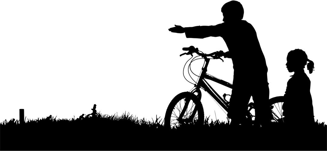 Kids And Bike Silhouette png transparent