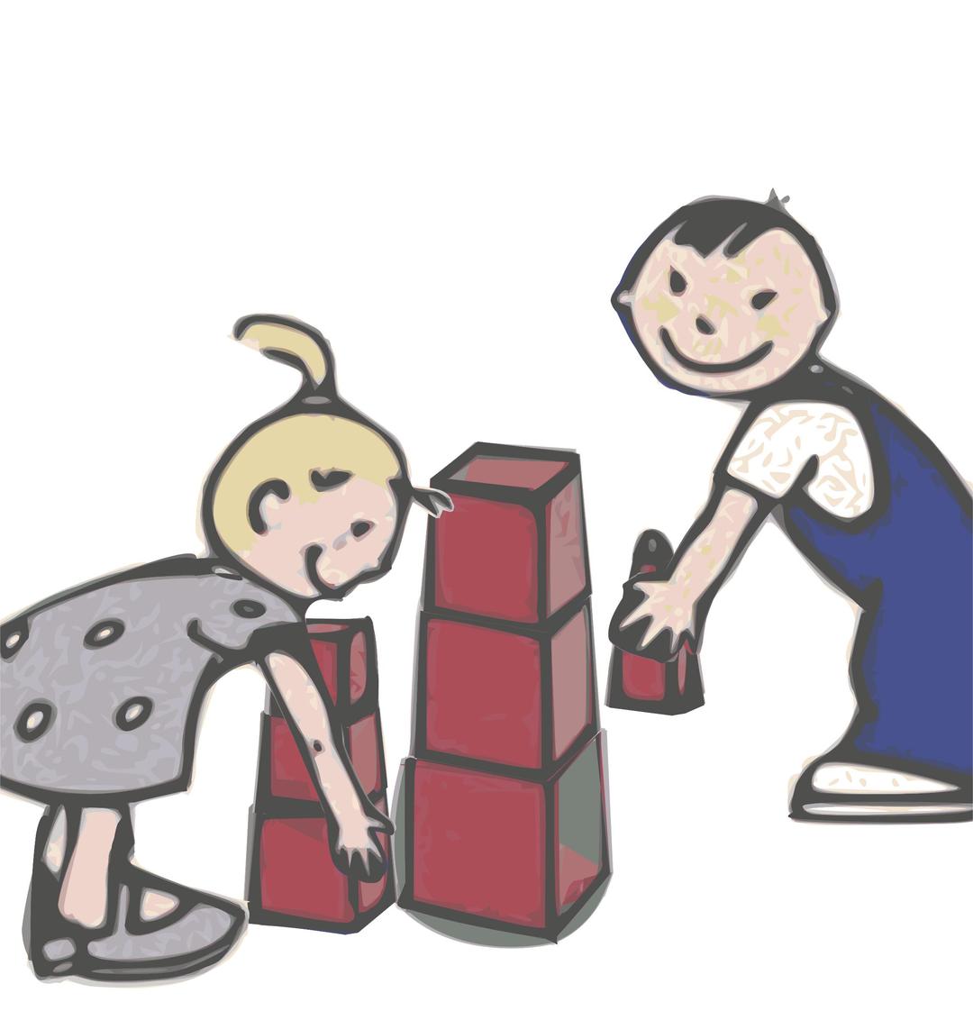 Kids Play With Tower  (Animation SMIL) png transparent