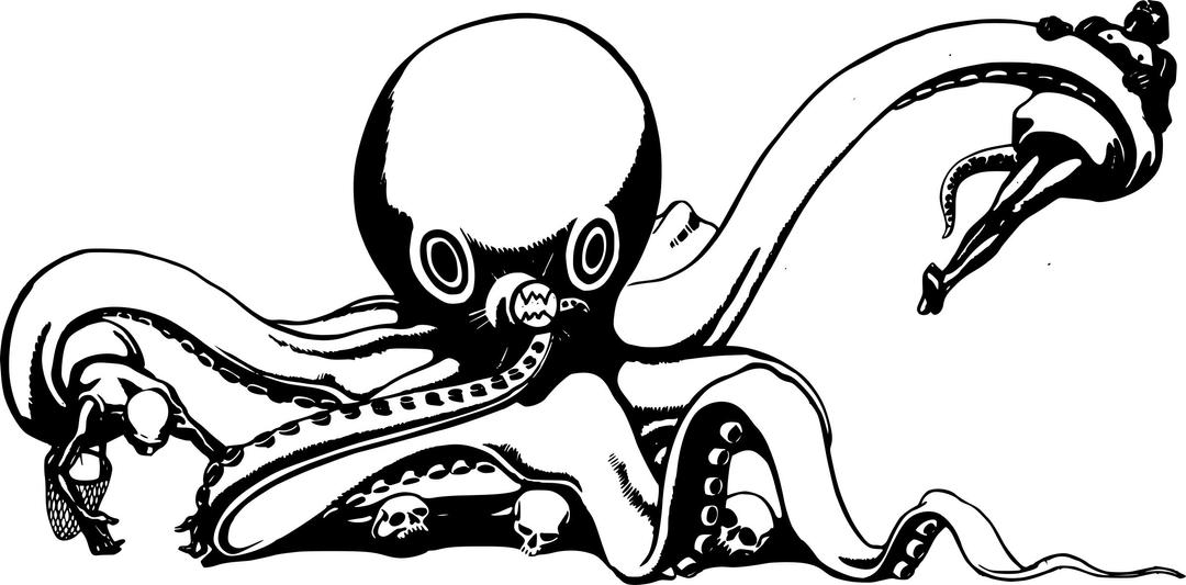 Killer Octopus and Skulls! png transparent