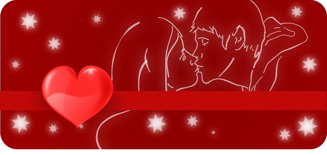 Kissing couple with heart png transparent