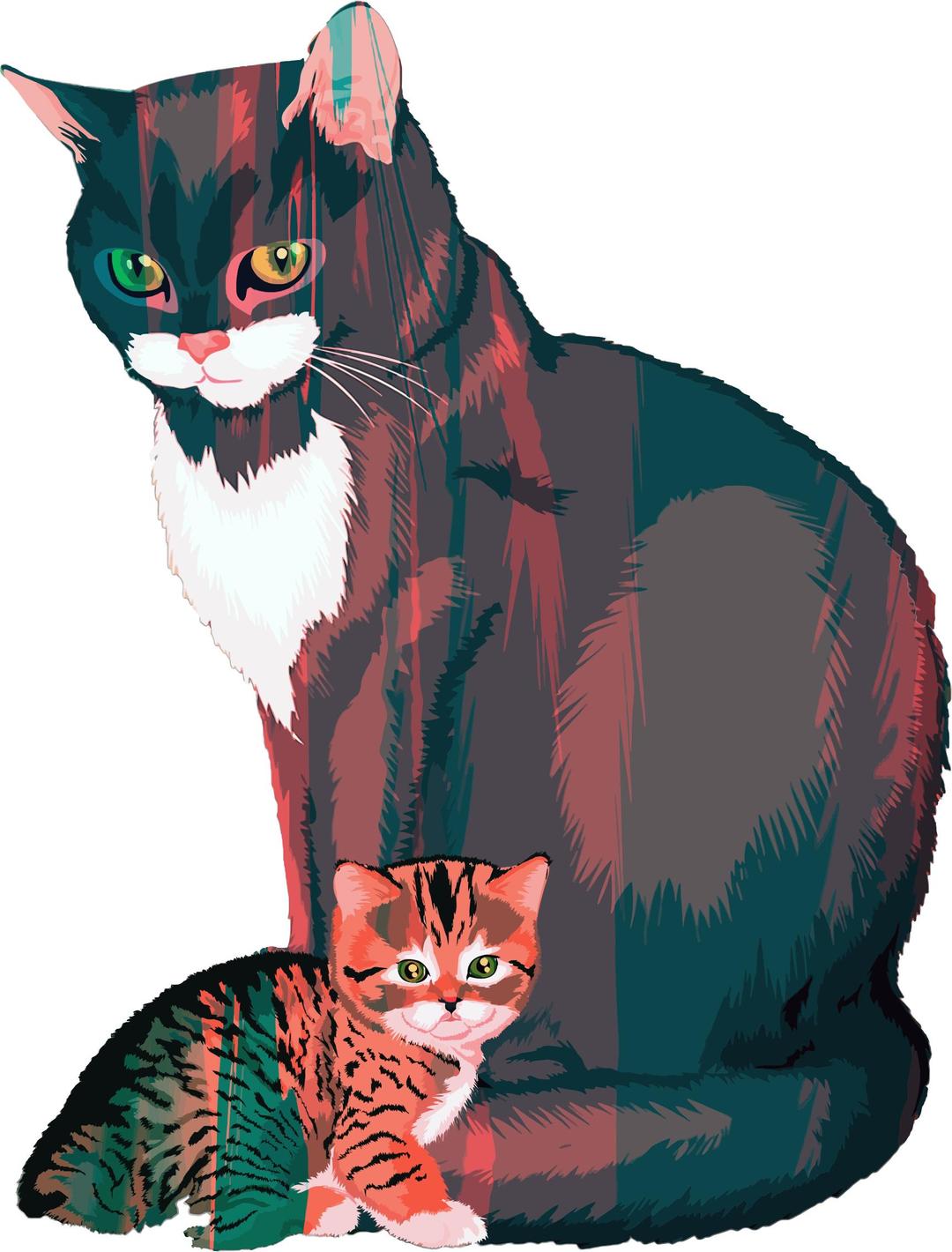Kitten And Mother Illustration png transparent