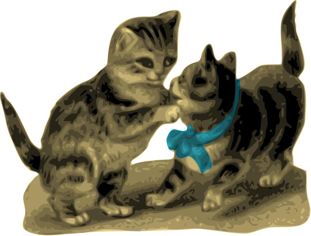 Kittens, One with Blue Ribbon png transparent