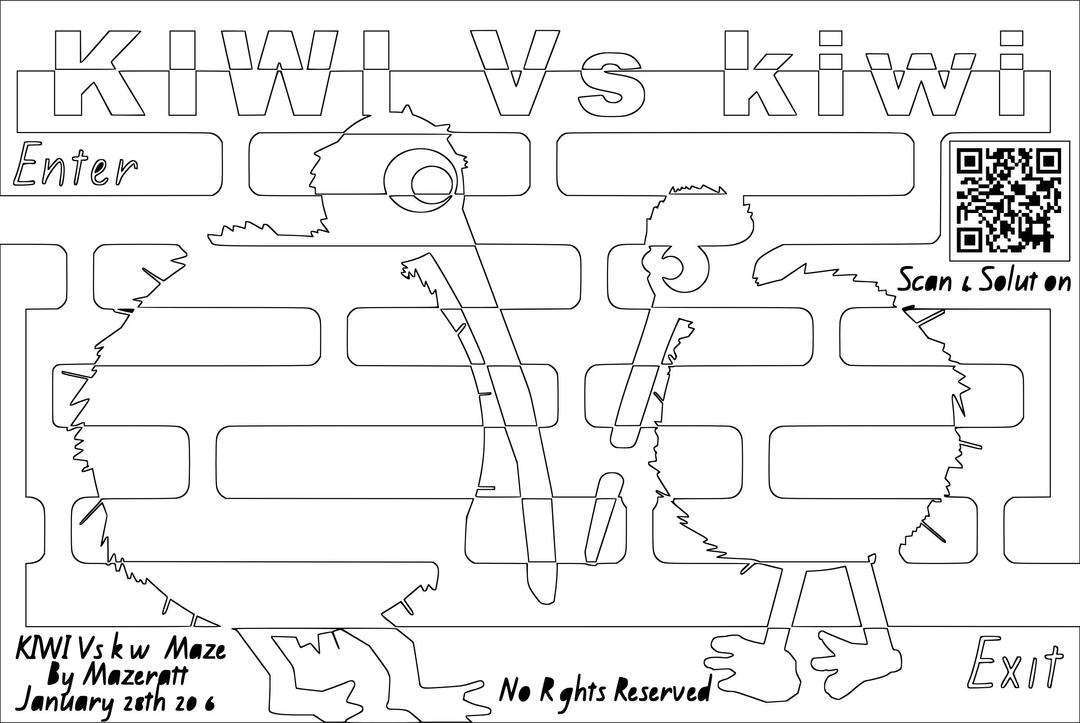 KIWI Vs kiwi Coloring for Grown Ups Maze png transparent