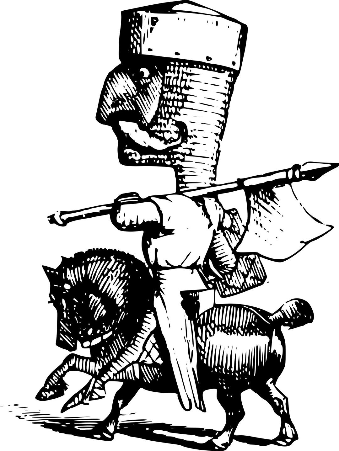 Knight on a horse with an axe png transparent