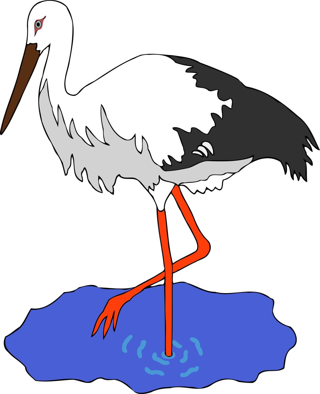 Kress's stork in a pond vectorized png transparent