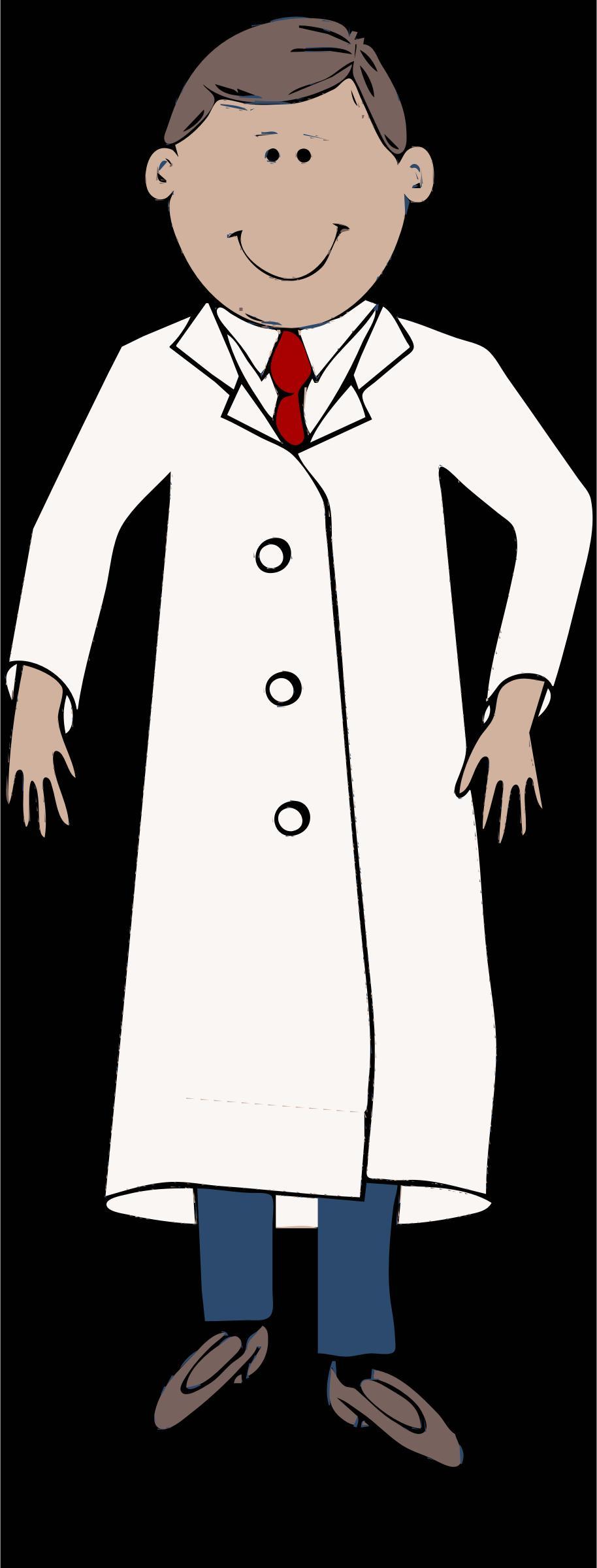lab coat worn by scientist with red tie png transparent
