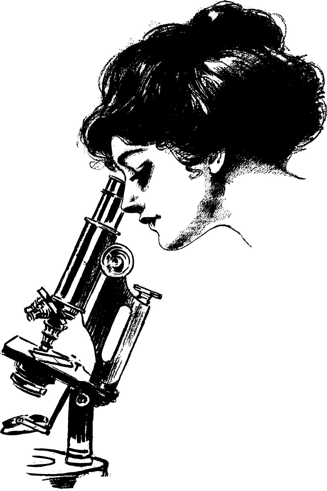 Lady and Microscope png transparent