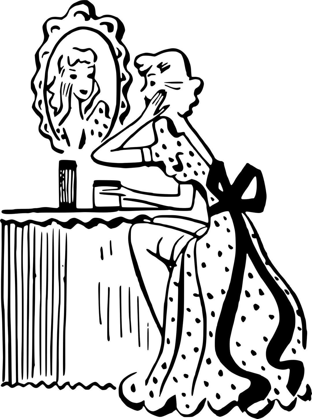 Lady at make-up table png transparent