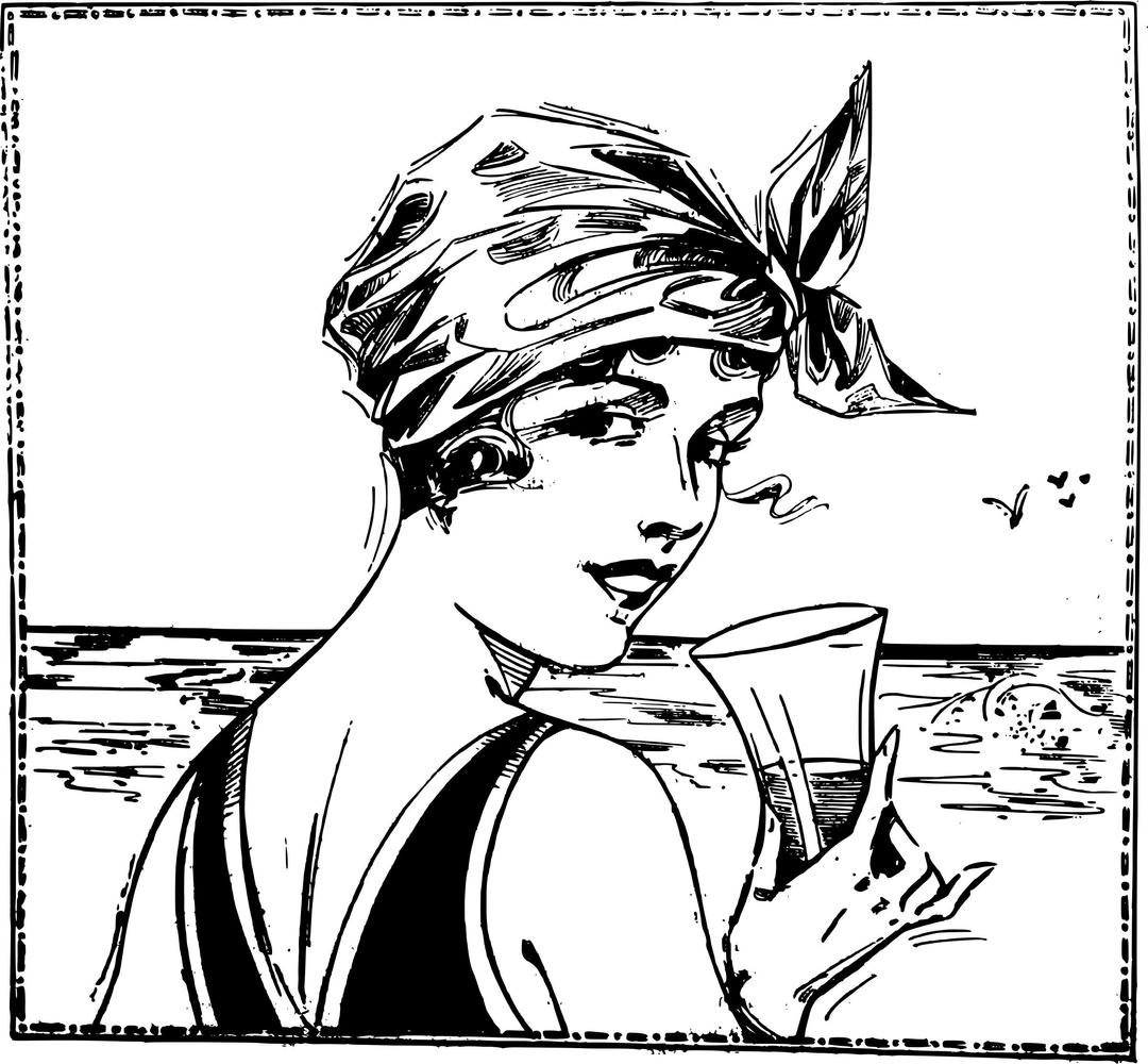 Lady at the Beach Drinks png transparent
