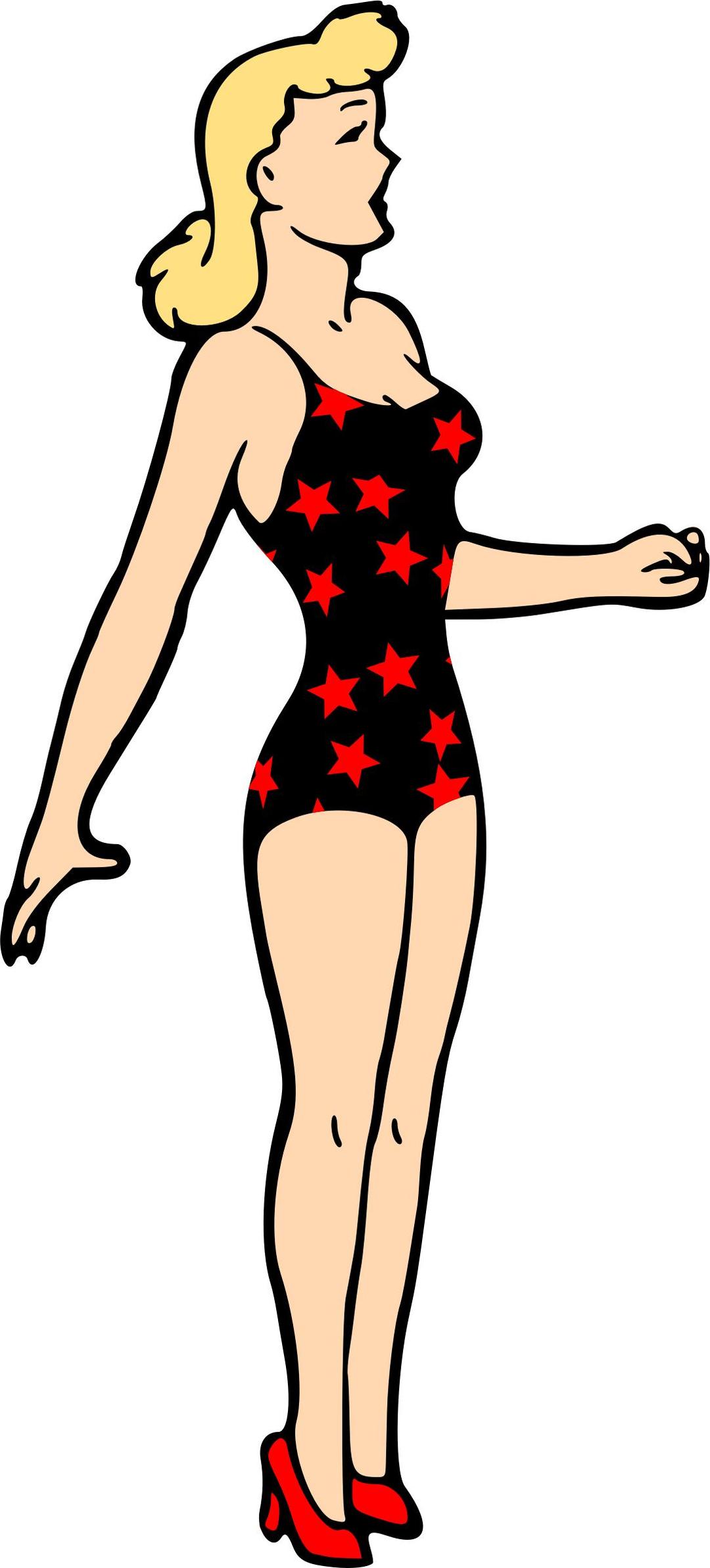 Lady in swimsuit 2 (colour) png transparent