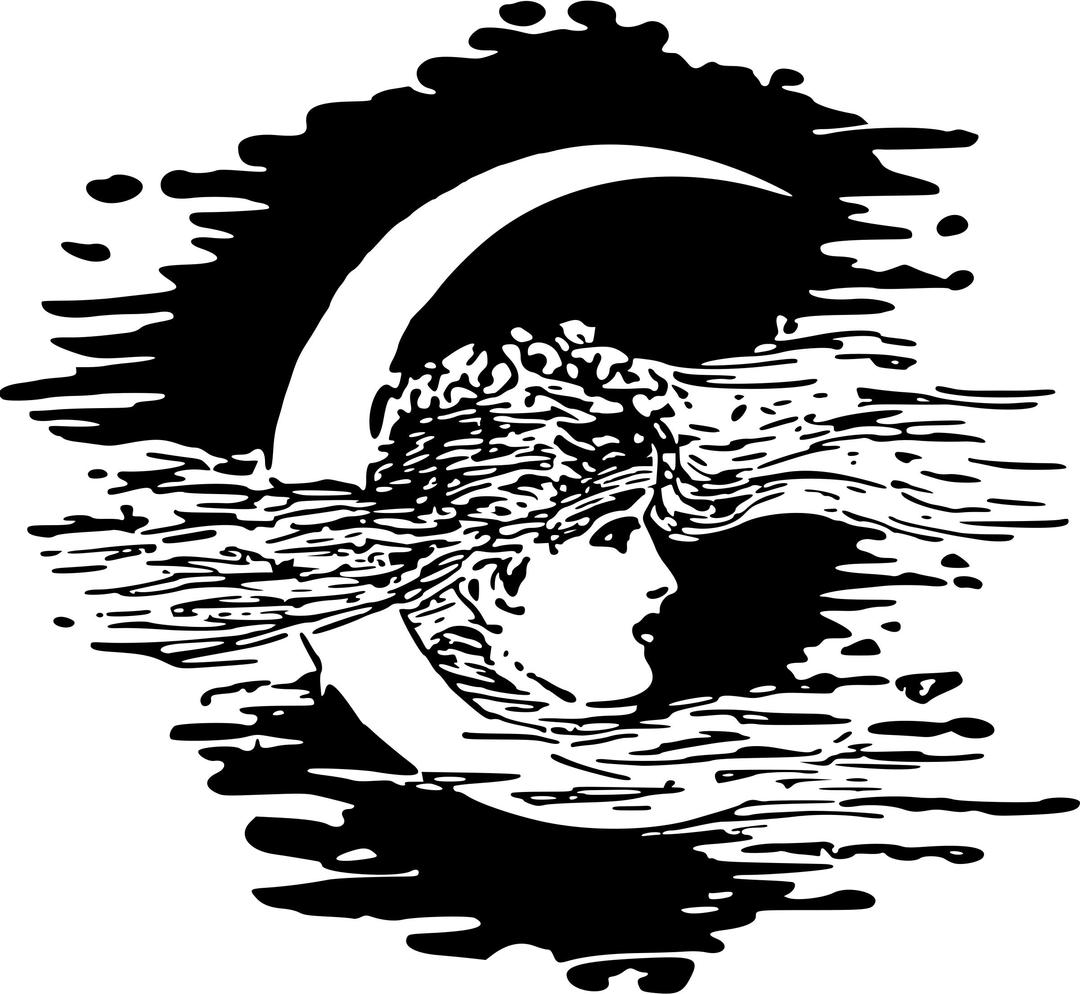 Lady in the moon png transparent
