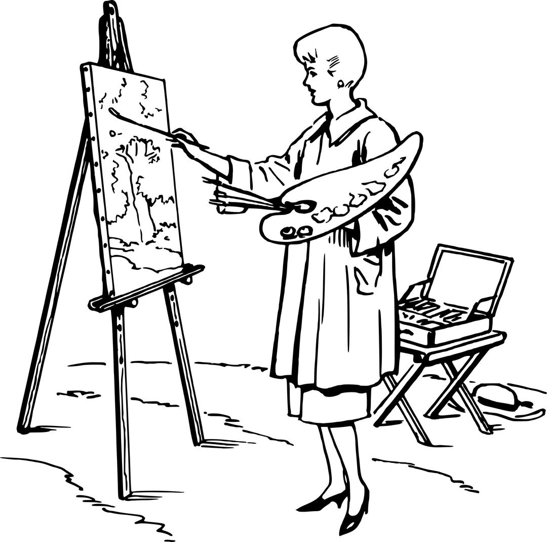 Lady painting png transparent
