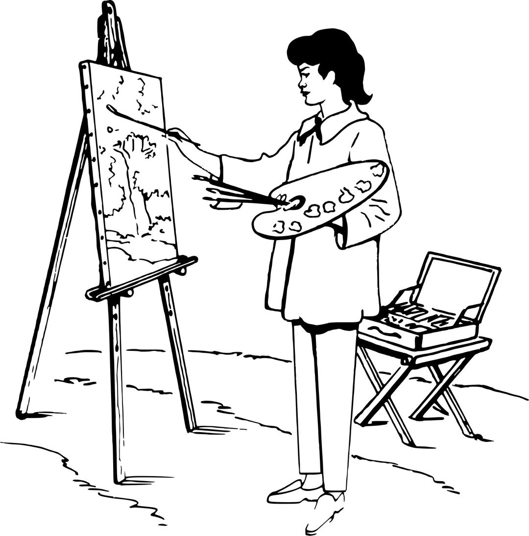 Lady painting 2 png transparent
