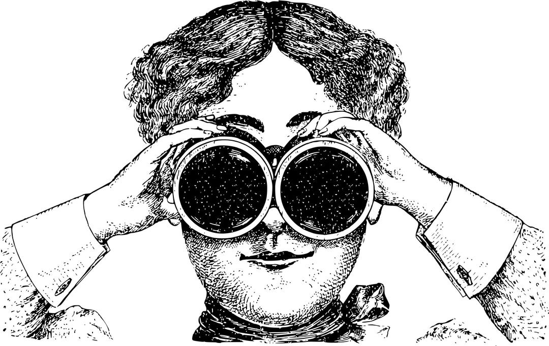 Lady with binoculars png transparent
