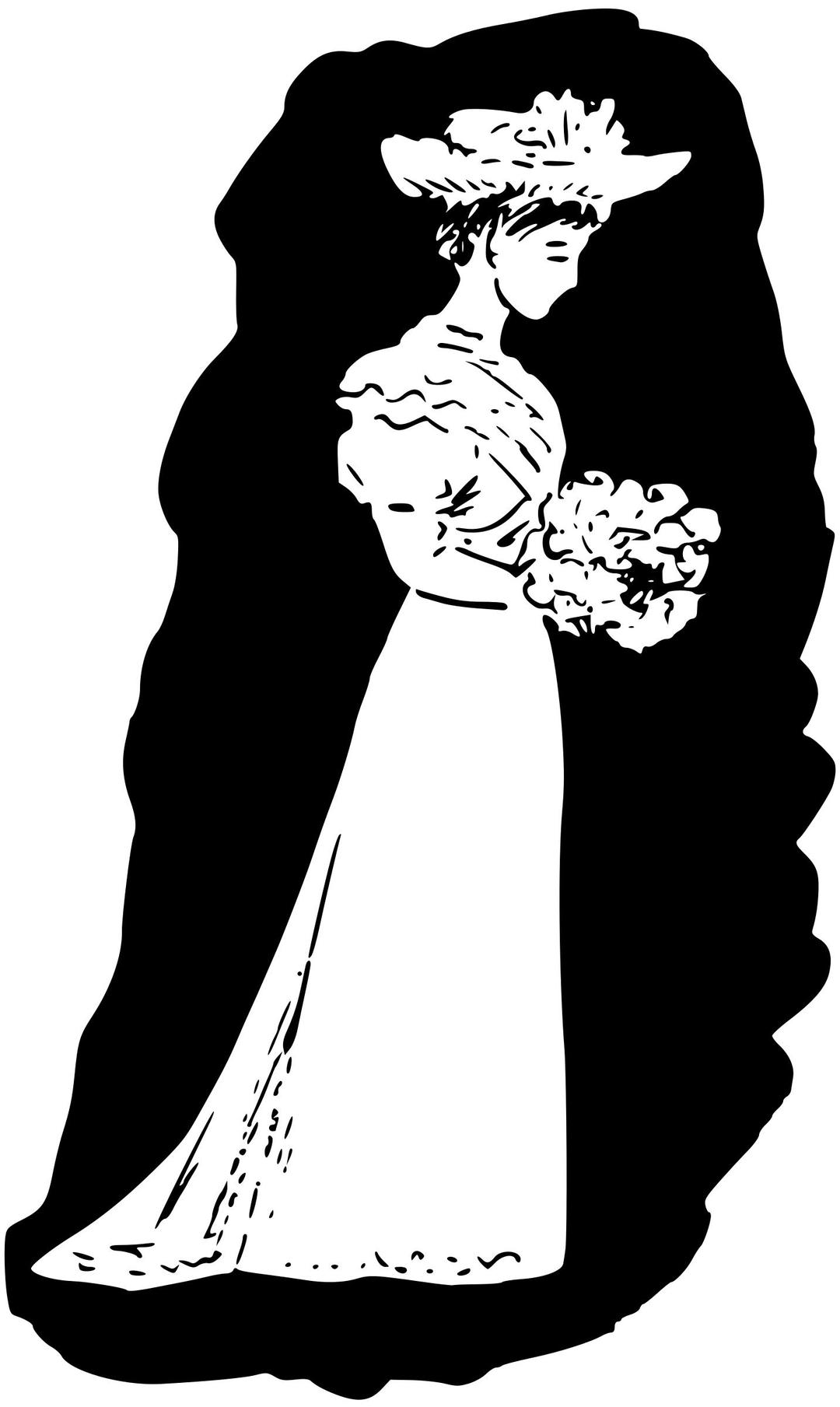 Lady with bouquet png transparent