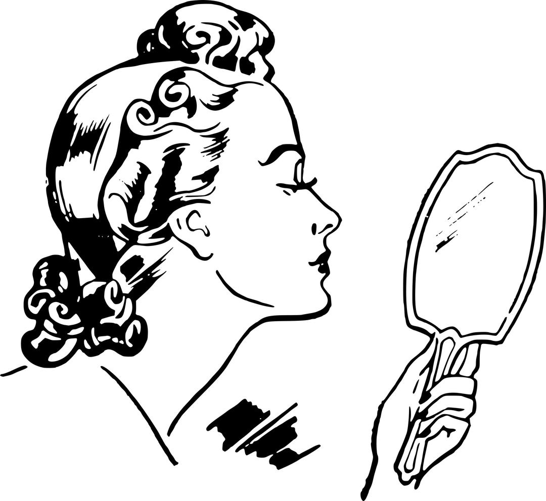 Lady with hand mirror png transparent