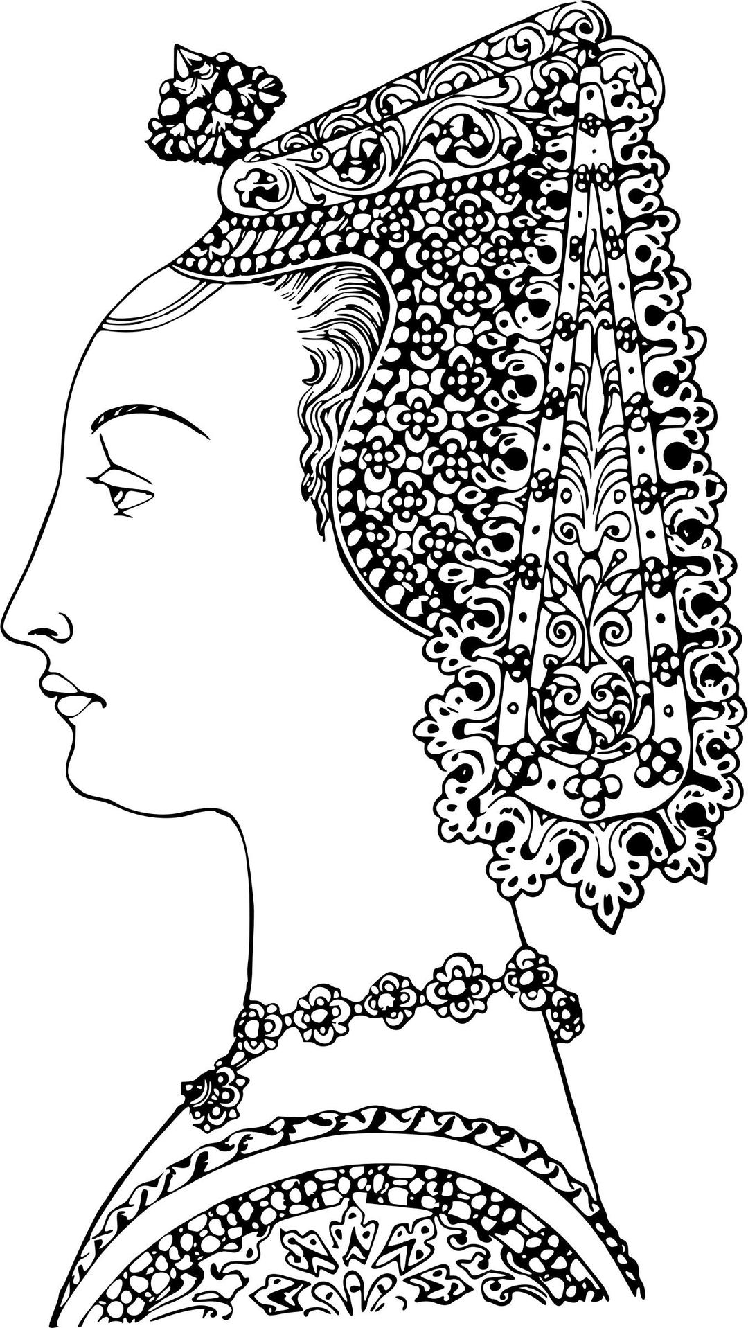 Lady with ornate headdress png transparent