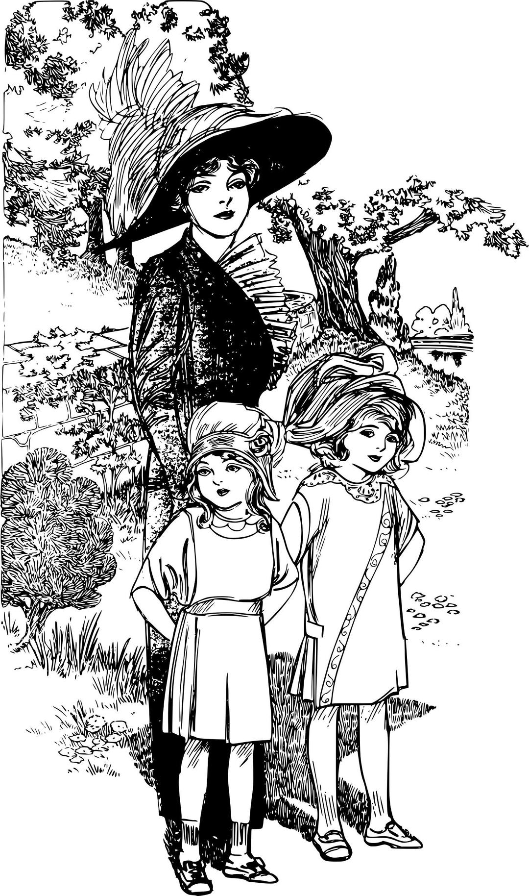 Lady with Two Kids png transparent