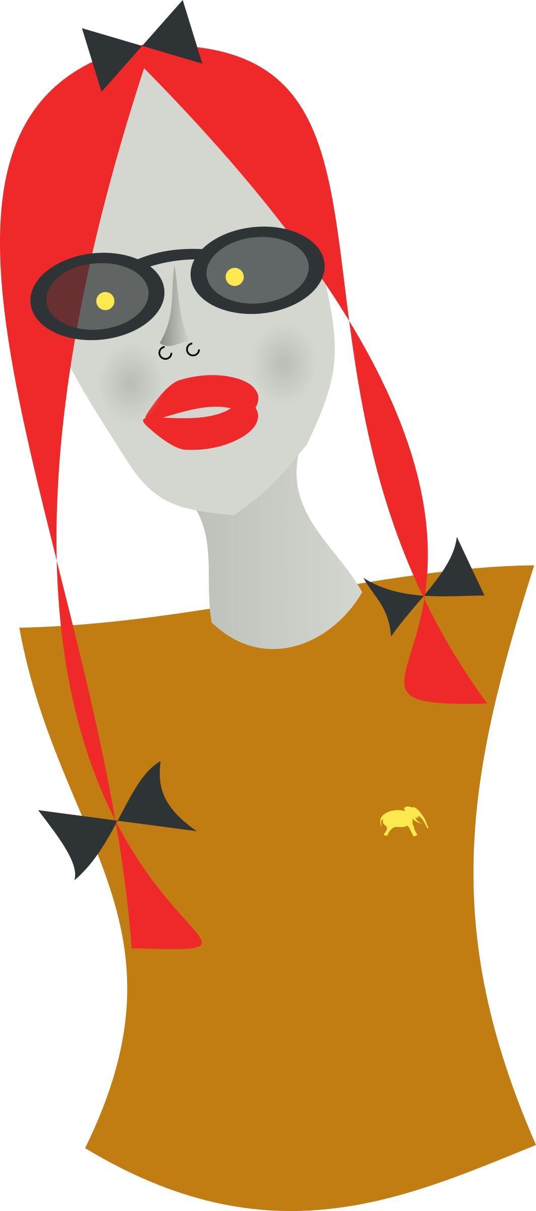 Lady with yellow eyes and long neck png transparent