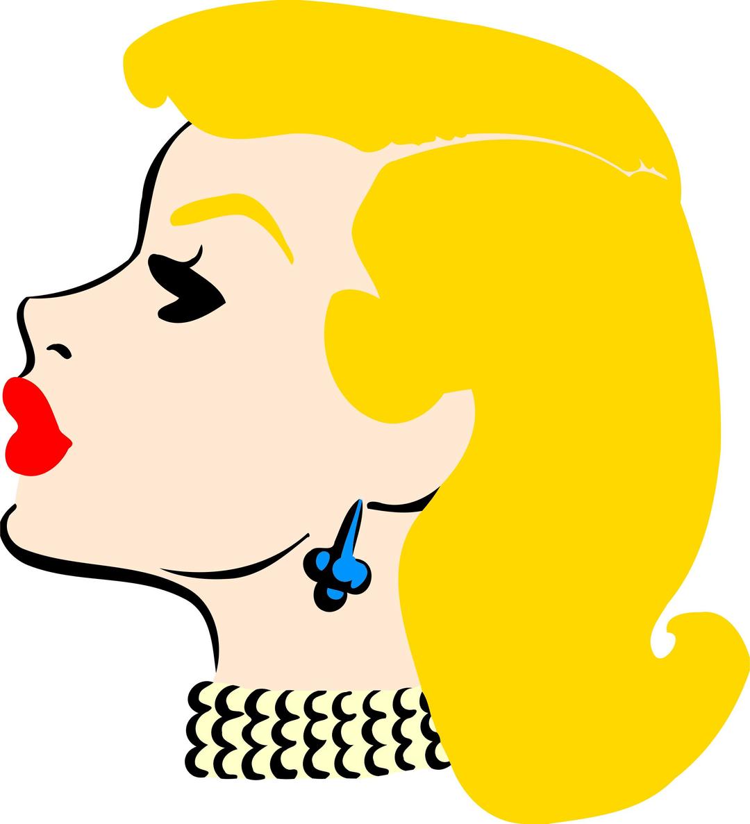 Lady's head in profile (colour) png transparent