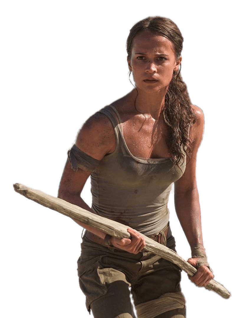 Lara Croft Holding A Wooden Stick png transparent