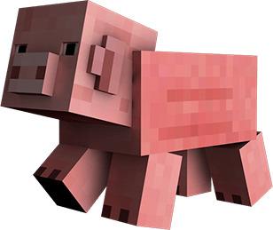 Large Minecraft Pig png transparent