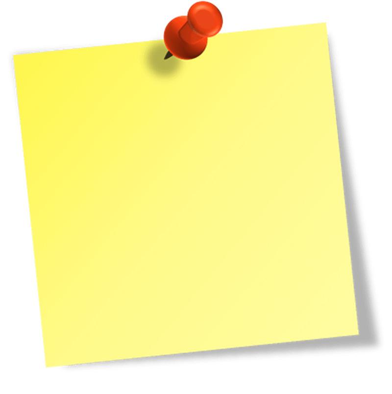 Large Sticky Note With Red Pin png transparent